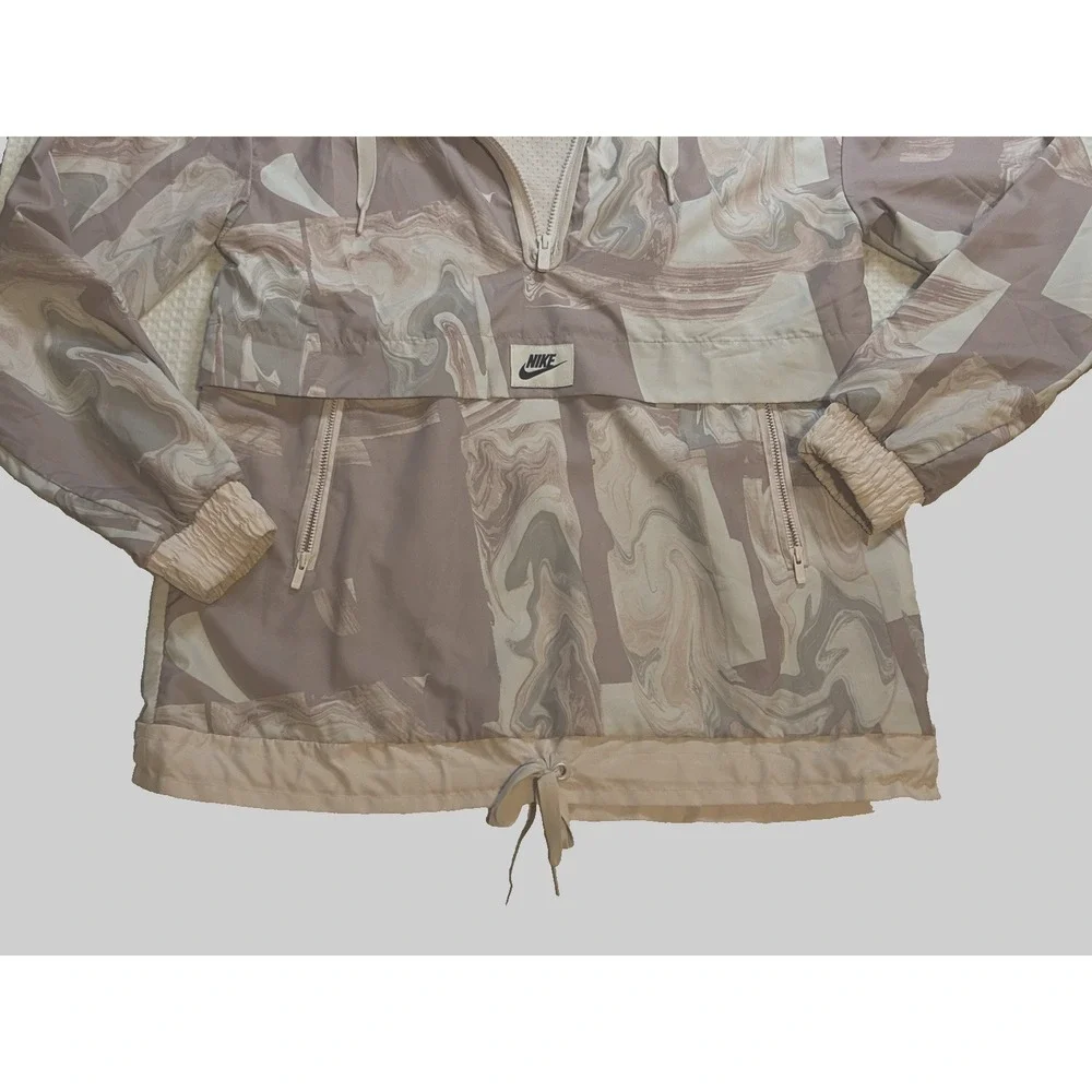 Nike Women's Medium 1/2 Zip Rain Jacket Windbreaker Marbled Pink White Pullover - Picture 4 of 16